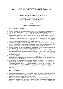 Regolamento Didattico del Corso di Laurea in Fisica D.M. 270/04
