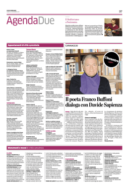 Il poeta Franco Buffoni dialoga con Davide Sapienza