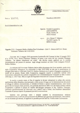 lettera inviata dal Comune