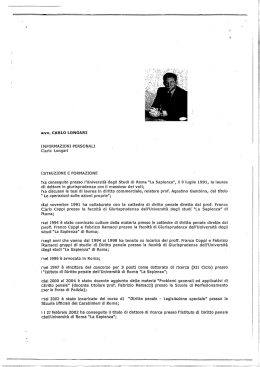 avv, CÀRLO LONGA`RI INFORMAZIONI PERSONALI Carlo
