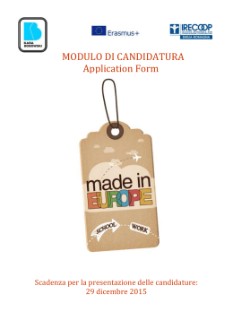 MODULO DI CANDIDATURA - Irecoop Emilia Romagna