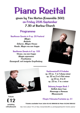 given by Tim Horton (Ensemble 360) on Friday 26th September 7.30