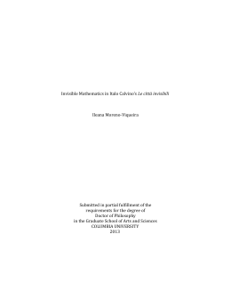 Invisible Mathematics in Italo Calvinoss Le citt&agrave; invisibili Ileana
