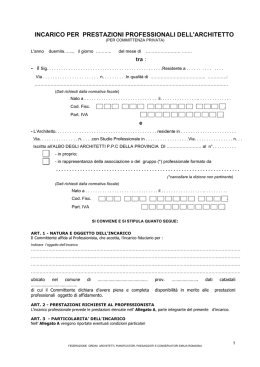 INCARICO PER PRESTAZIONI PROFESSIONALI DELL`ARCHITETTO