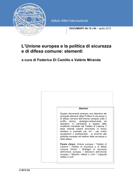 L`Unione europea e la politica di sicurezza e di difesa comune