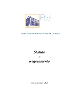 statuto e regolamento - Fondo Interbancario di Tutela dei Depositi