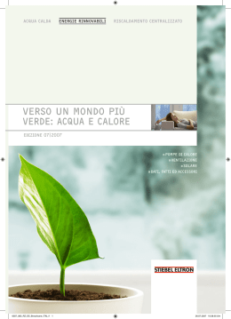 VERSO UN MONDO PI&Ugrave; VERDE: ACQUA E CALORE