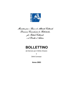 bollettino - Direzione Generale per i Beni Librari e gli Istituti Culturali