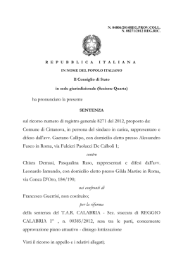 Sentenza Consiglio di Stato N. 08271_2012 REG.RIC