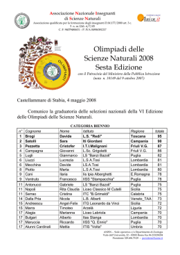 Olimpiadi delle Scienze Naturali 2008 Sesta Edizione