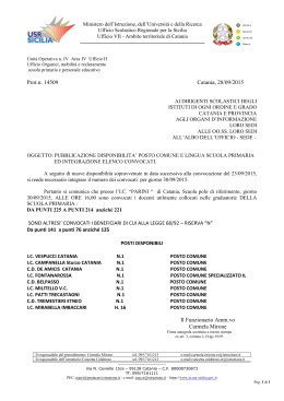 Prot.n. 14509 Catania, 28/09/2015 Il Funzionario Amm.vo Carmela