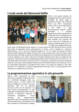 L`onda verde del Memorial Raffin La programmazione agonistica in