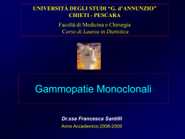 Gammopatie Monoclonali - Scuola di Medicina e Scienze della