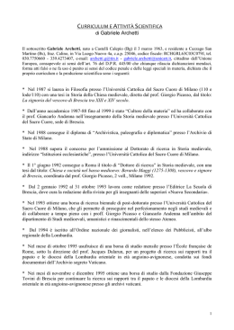 CURRICULUM E ATTIVIT&Agrave; SCIENTIFICA di Gabriele Archetti