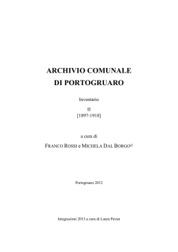 Inventario Archivio Storico Comunale 1897- 1918