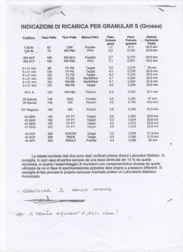 INDICAZIONI DI RICARICA PER GRANULAR s (Grossa)
