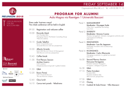 FRIDAY SEPTEMBER 14 - Bocconi Alumni Association