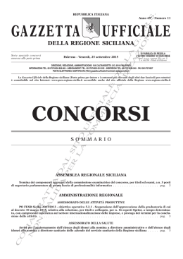 Serie Concorsi - Gazzetta Ufficiale della Regione Siciliana