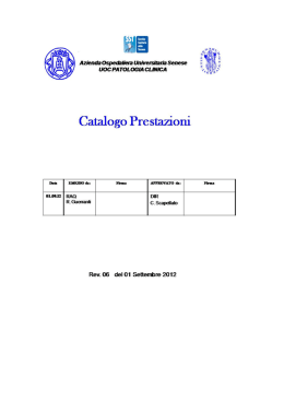 Catalogo Prestazioni - Azienda Ospedaliera Senese