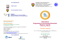 1973-2013: Programma di Screening Neonatale Regione Liguria