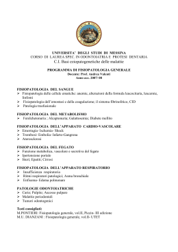 fisiopatologia generale - Università degli Studi di Messina