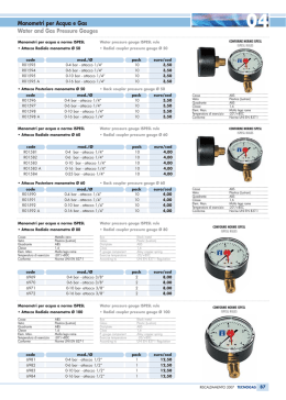 Manometri per Acqua e Gas Water and Gas Pressure Gouges