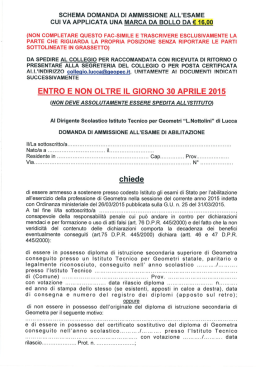 schema domanda di ammissione all`esame cui va applicata una
