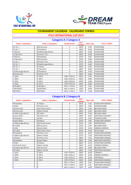 TOURNAMENT CALENDAR - CALENDARIO TORNEO ITALY
