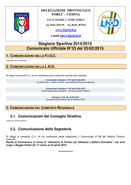 Stagione Sportiva 2014/2015 Comunicato Ufficiale N&deg;33