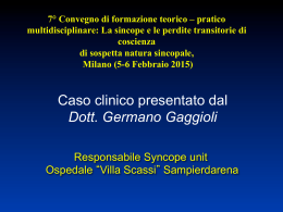 Caso clinico presentato dal Dott. Germano Gaggioli
