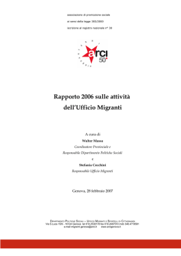 Rapporto 2006 sulle attività dell`Ufficio Migranti