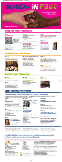 Mercoled&igrave; 6 ottobre / Munizioniere Gioved&igrave; 7