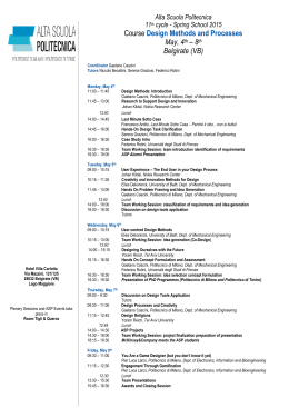 Course Design Methods and Processes May, 4th &ndash; 8th Belgirate (VB)