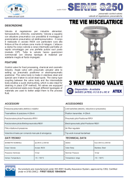 OMC Serie S250 Pneumatic Control Valve for Food Processing