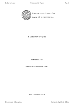 FACOLTÀ DI INGEGNERIA 5. Generatori di Vapore Roberto Lensi