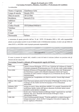 Nome e Cognome Gianfranca Carta Luogo di nascita Desulo (NU)