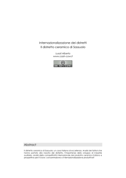 Internazionalizzazione dei distretti Il distretto ceramico