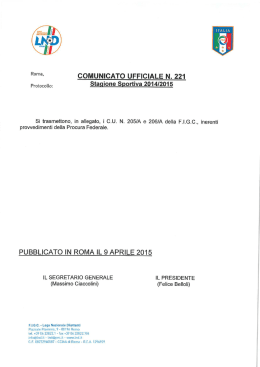 PUBBLICATO IN ROMA IL 9 APRILE 2015