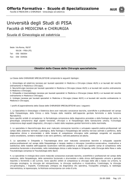 Ordinamento della Scuola di Ginecologia ed ostetricia
