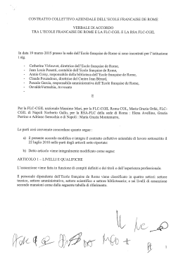 Contratto collettivo aziendale Ecole Française de Rome del 19