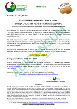 news 2014.012 sospesa attivit&agrave; recupero crediti geri