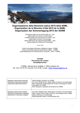 Organizzazione della Sessione estiva 2015 della SSML