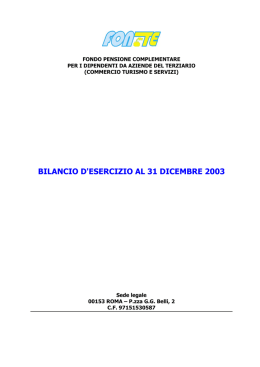 Il bilancio di Fon.Te. per l`anno 2003