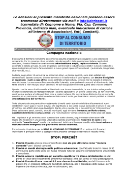 Le adesioni al presente manifesto nazionale possono essere