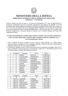 Esito prova scritta - Ministero della Difesa