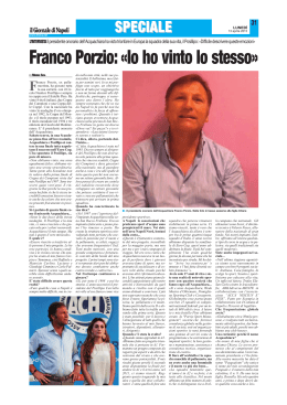 Franco Porzio: «Io ho vinto lo stesso»