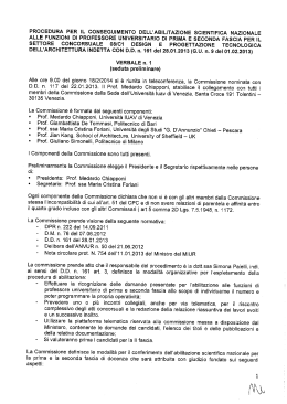 Criteri di valutazione pubblicati in data 20.2.2014