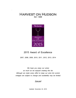 Wine List - Harvest on Hudson