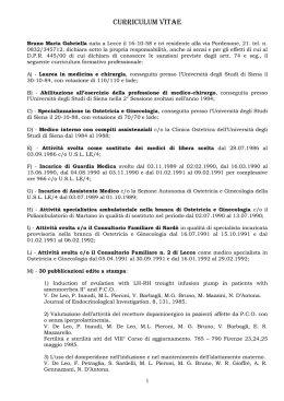 Curriculum Vitae della Dott.ssa Bruno