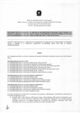 Bando di gara per affidamento servizio distribuzione bevande